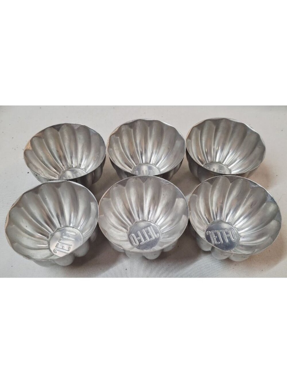 Vintage Jell-O Aluminum Mold Set Of 6 Retro Fluted Dessert Cups For Baking Or Ge